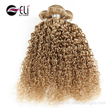 Colored human remy hair Extension Aliexpress hair bundles double drawn thick 6A 7A 8A virgin human european hair 27 Honey blond